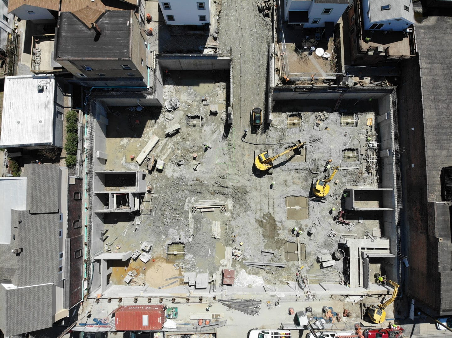 aerial view of excavation work