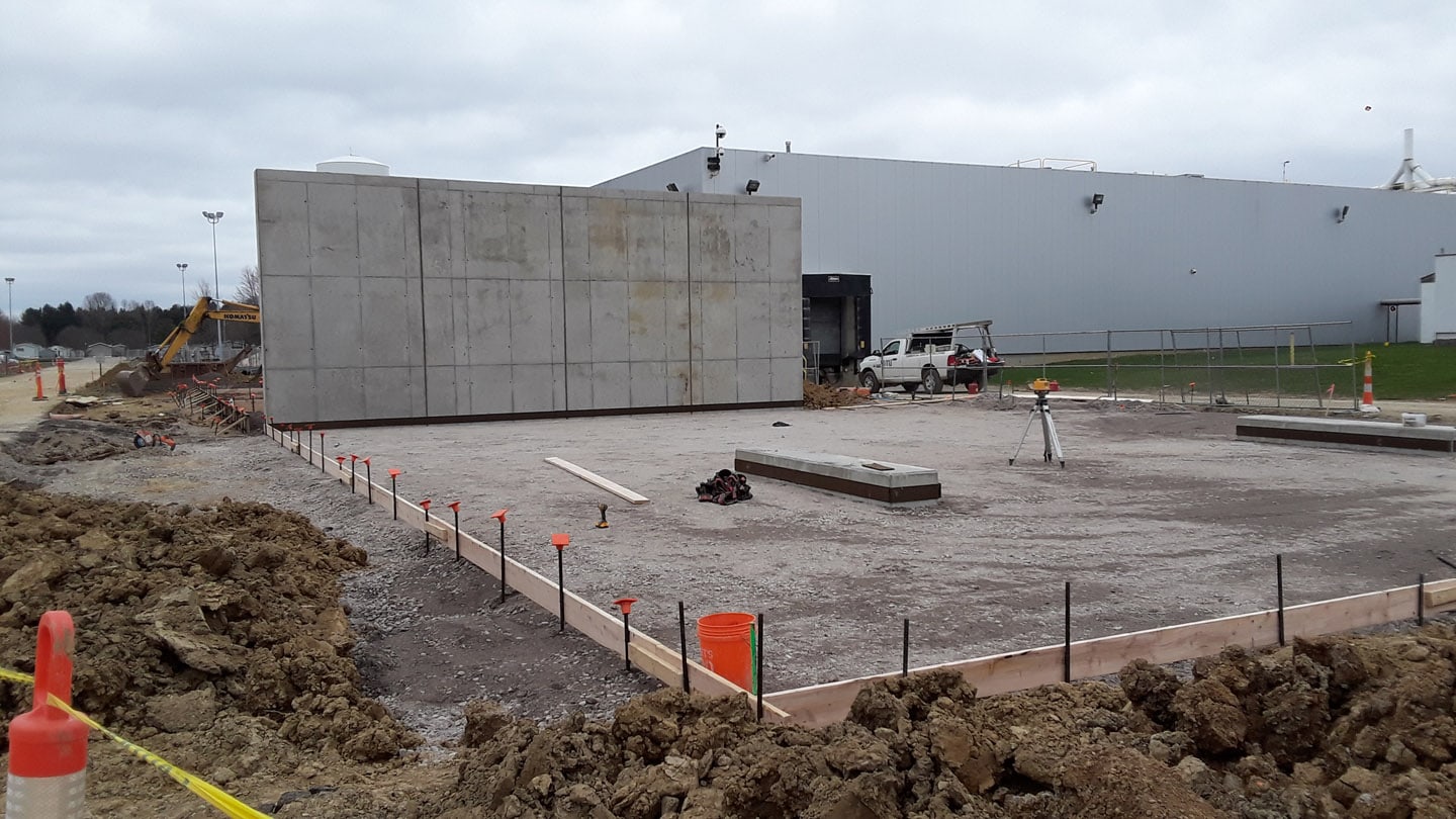concrete walls in place