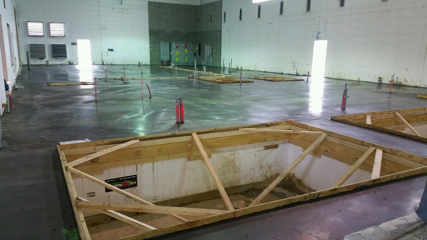 interior concrete floors with forms for structure